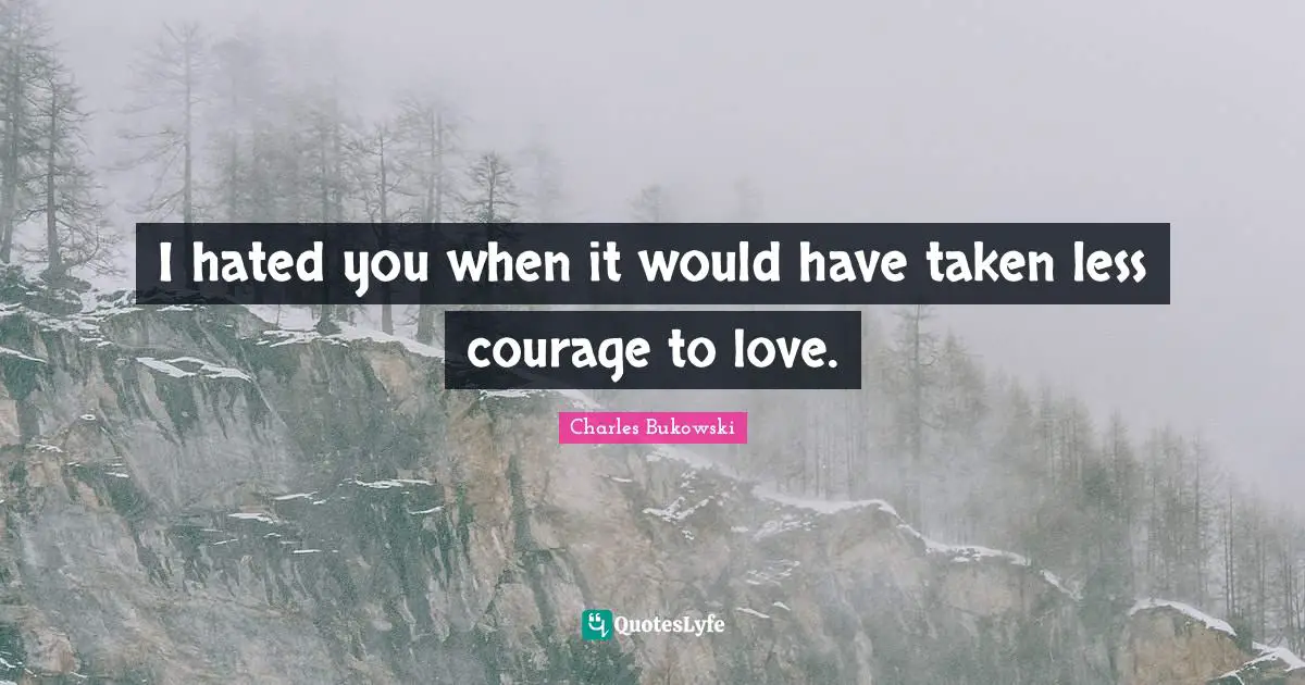 I hated you when it would have taken less courage to love.