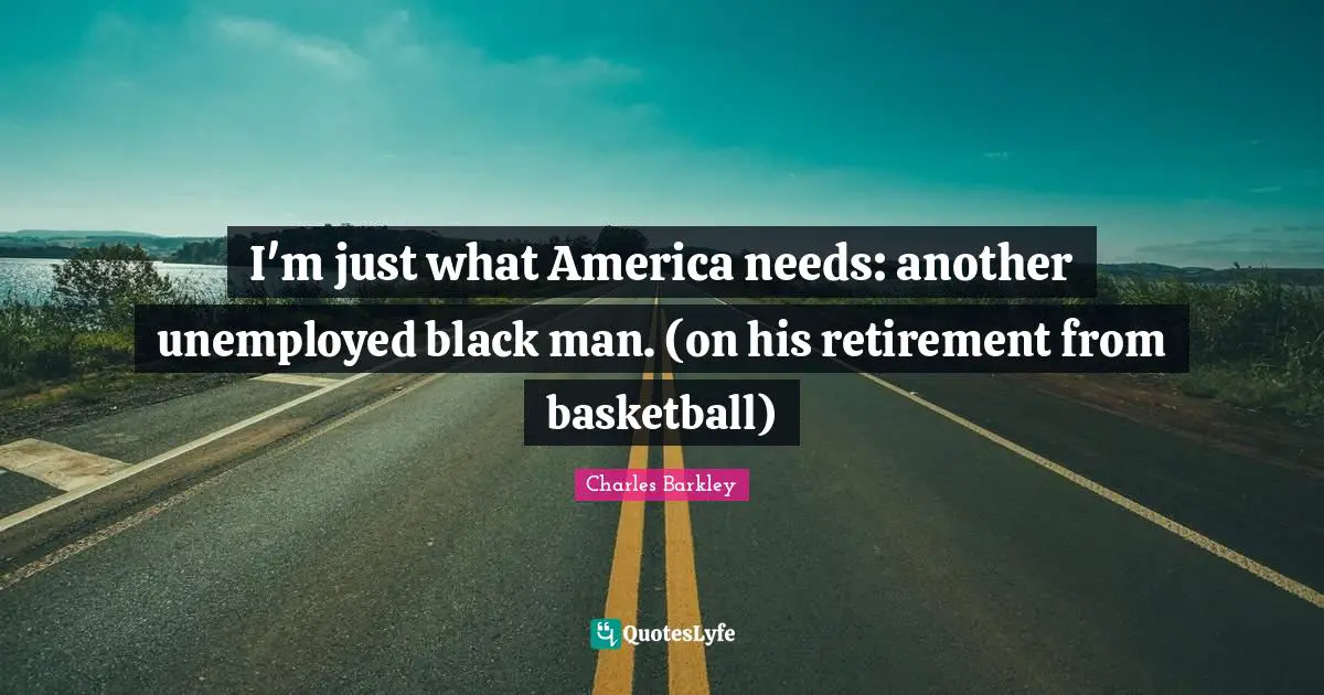 I'm just what America needs: another unemployed black man. (on his retirement from basketball)