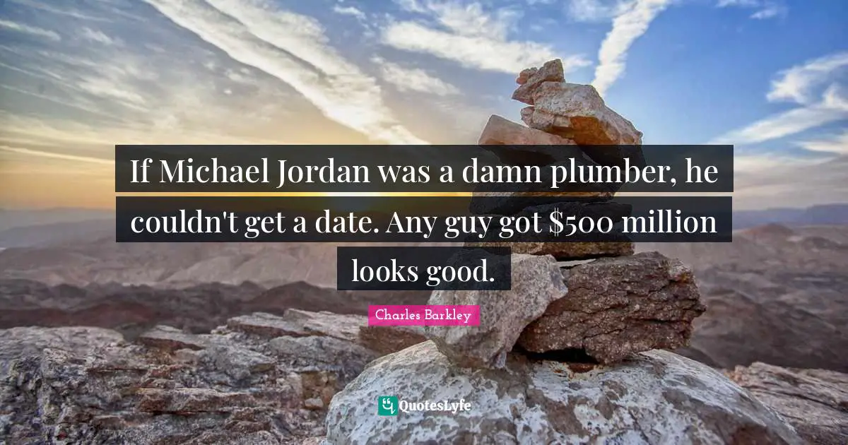 Charles Barkley Quotes: "If Michael Jordan was a damn plumber, he couldn't get a date. Any guy got $500 million looks good."