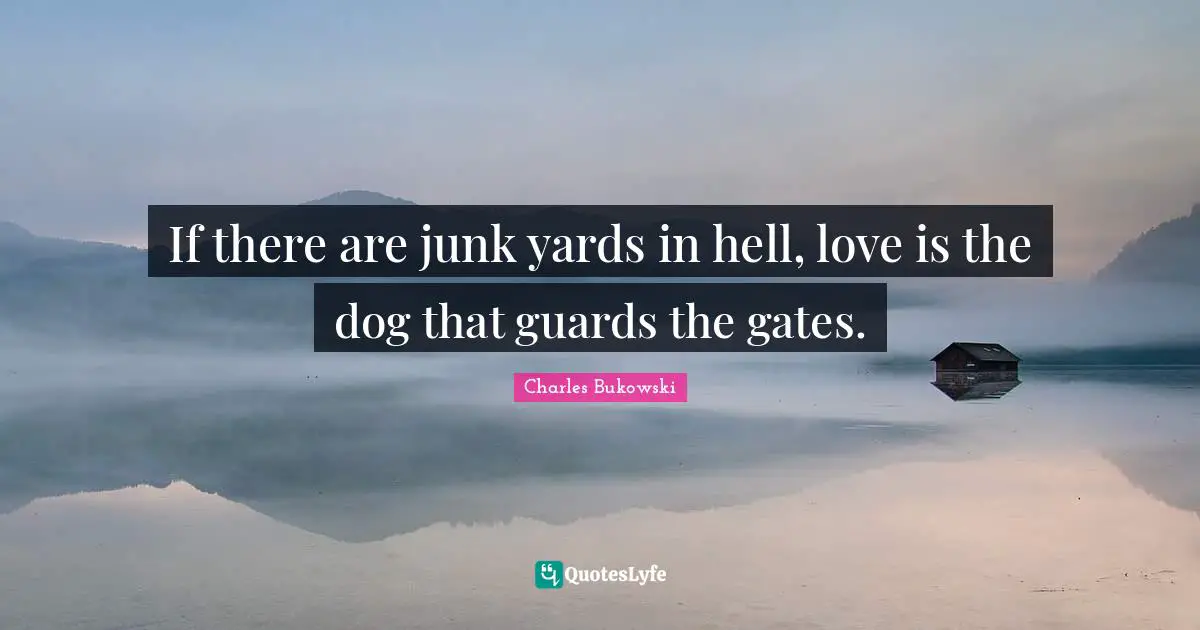 If there are junk yards in hell, love is the dog that guards the gates.
