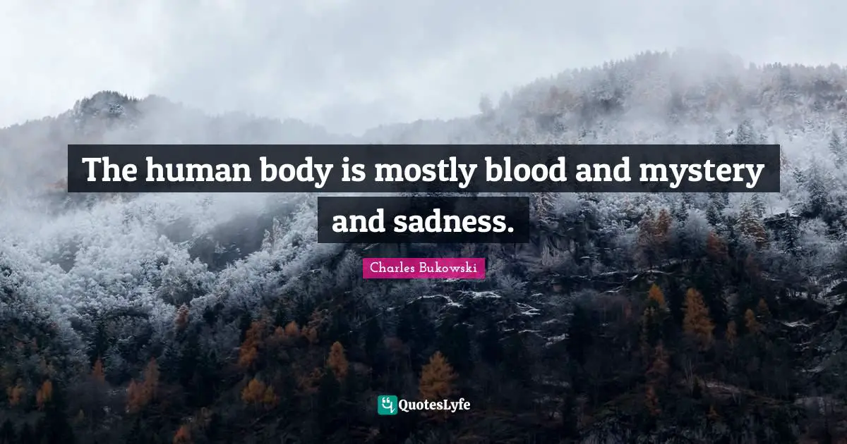The human body is mostly blood and mystery and sadness.