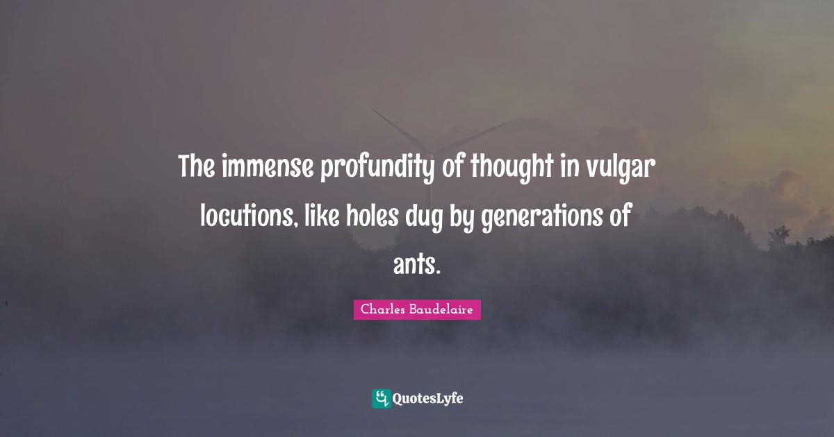 The immense profundity of thought in vulgar locutions, like holes dug by generations of ants.