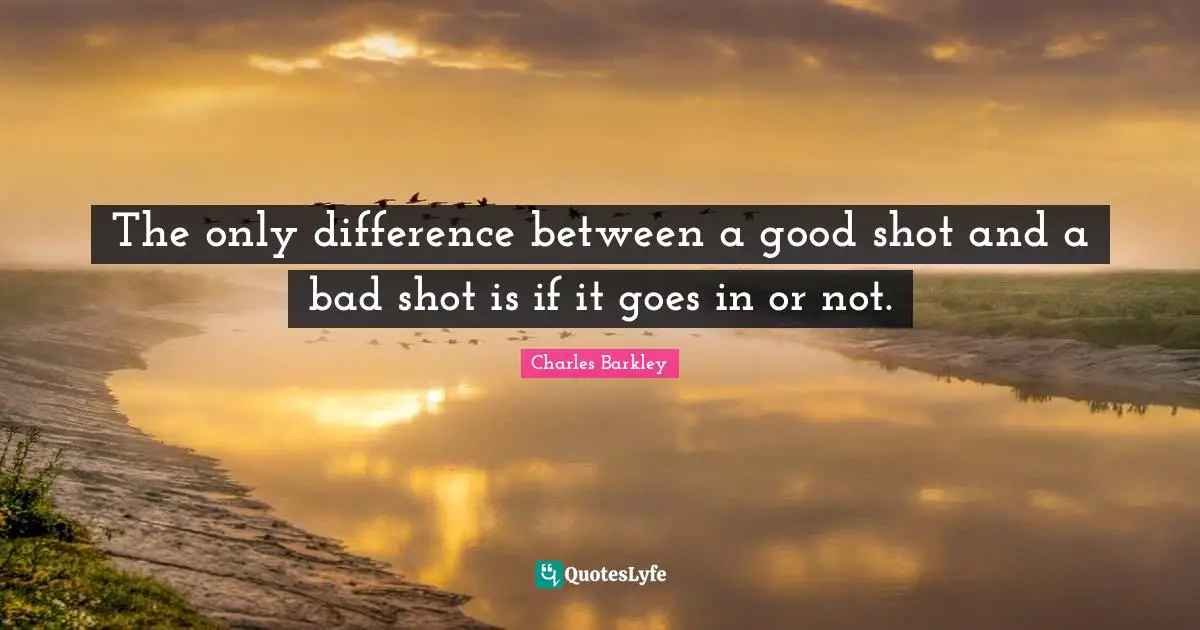 Charles Barkley Quotes: "The only difference between a good shot and a bad shot is if it goes in or not."