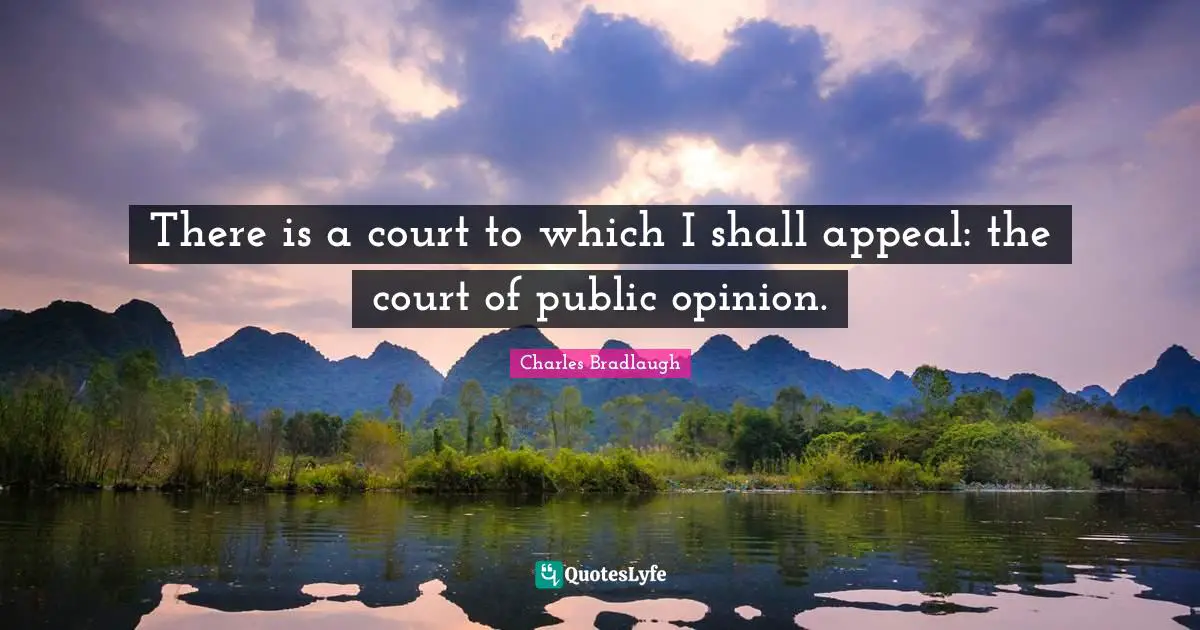 There is a court to which I shall appeal: the court of public opinion.