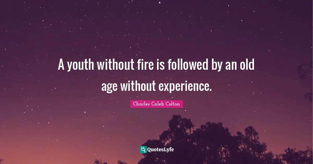A youth without fire is followed by an old age without experience.