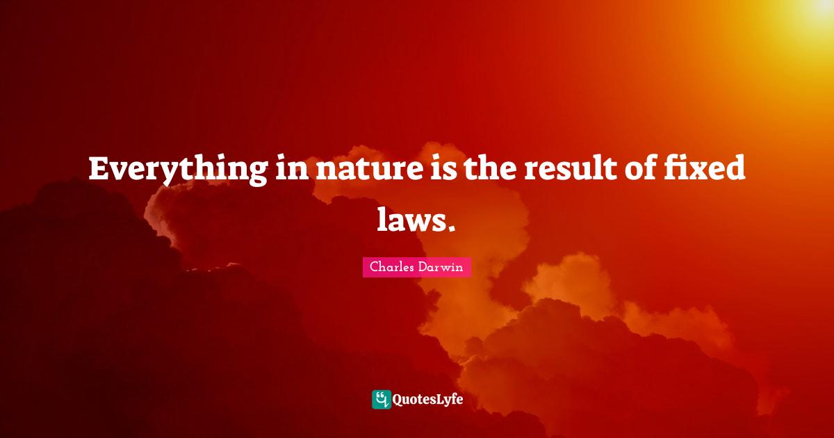 Charles Darwin Quotes: "Everything in nature is the result of fixed laws."