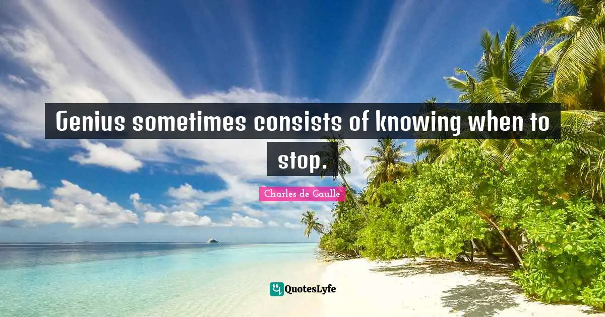 Genius sometimes consists of knowing when to stop.