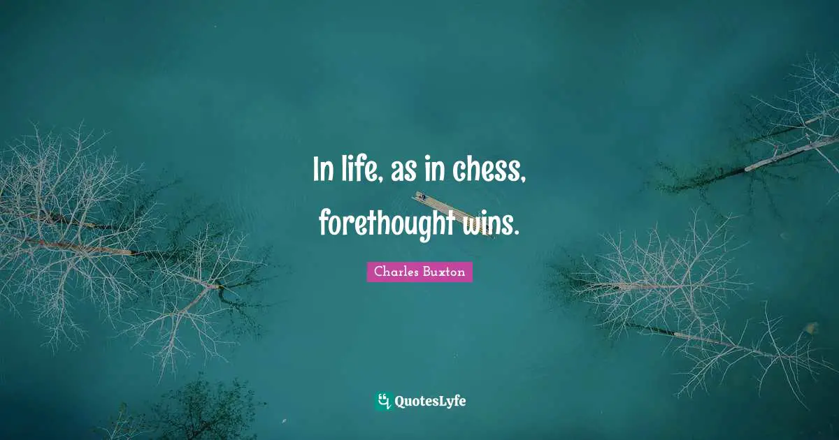 In life, as in chess, forethought wins.