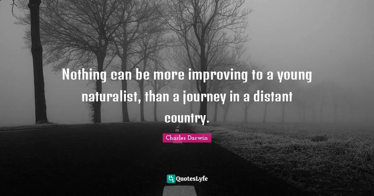 Nothing can be more improving to a young naturalist, than a journey in a distant country.