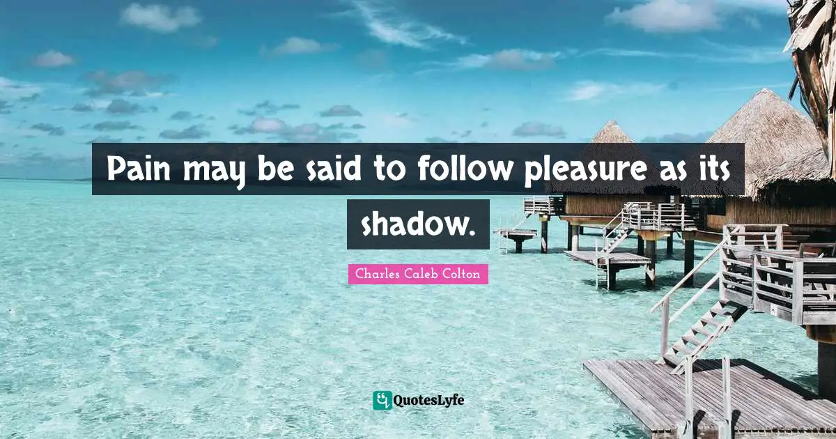 Pain may be said to follow pleasure as its shadow.