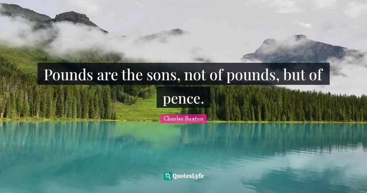 Pounds are the sons, not of pounds, but of pence.