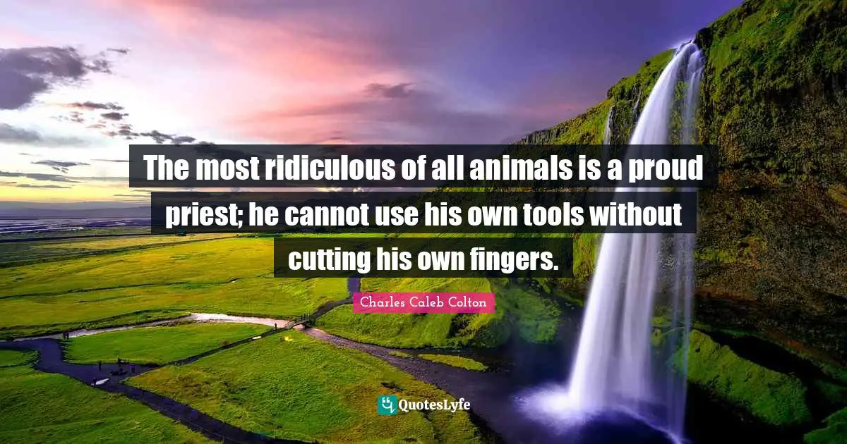 The most ridiculous of all animals is a proud priest; he cannot use his own tools without cutting his own fingers.