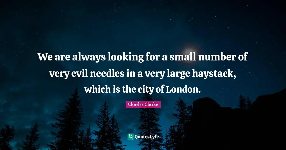 London Quotes: "We are always looking for a small number of very evil needles in a very large haystack, which is the city of London."
