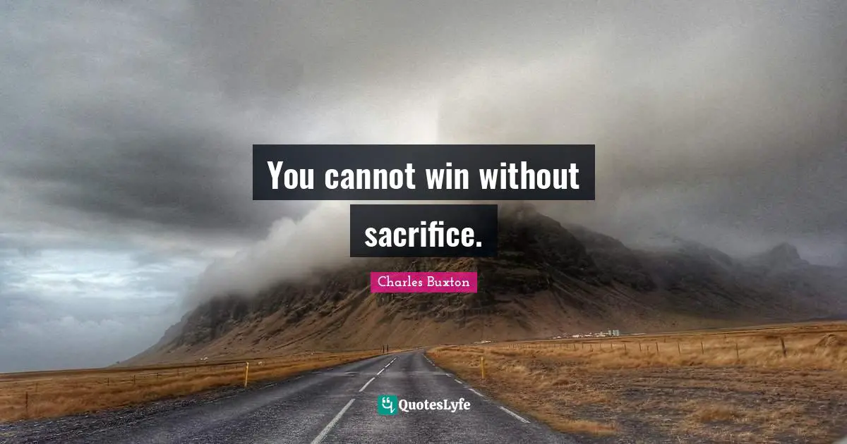 You cannot win without sacrifice.