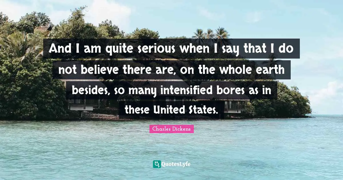 And I am quite serious when I say that I do not believe there are, on the whole earth besides, so many intensified bores as in these United States.