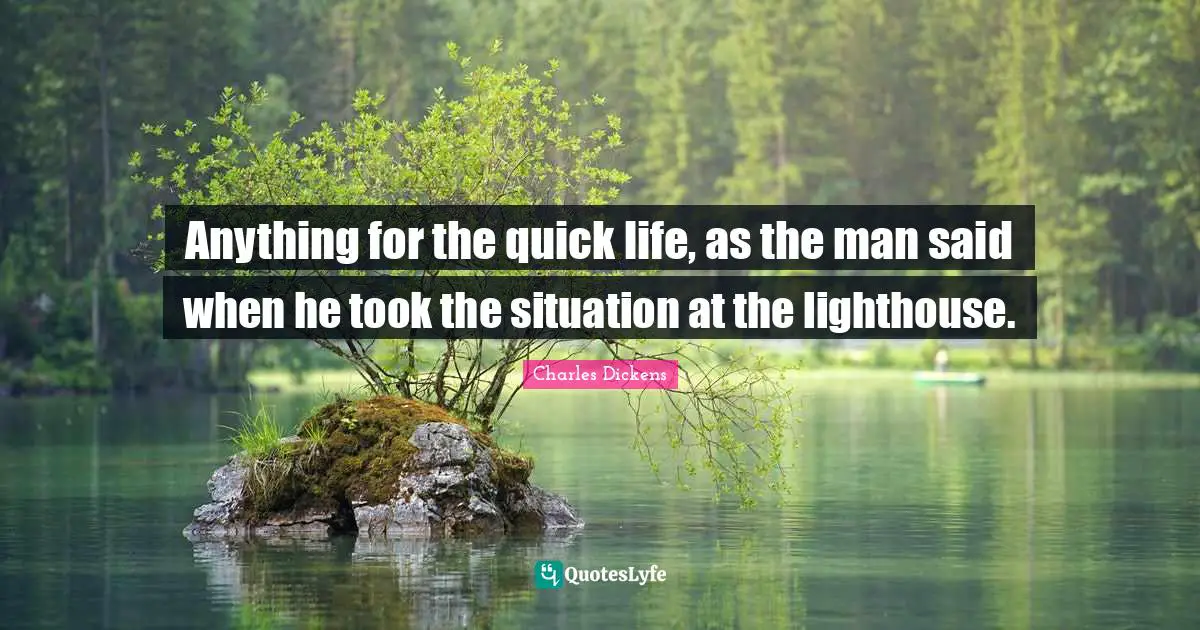 Be The Lighthouse Quotes: "Anything for the quick life, as the man said when he took the situation at the lighthouse."