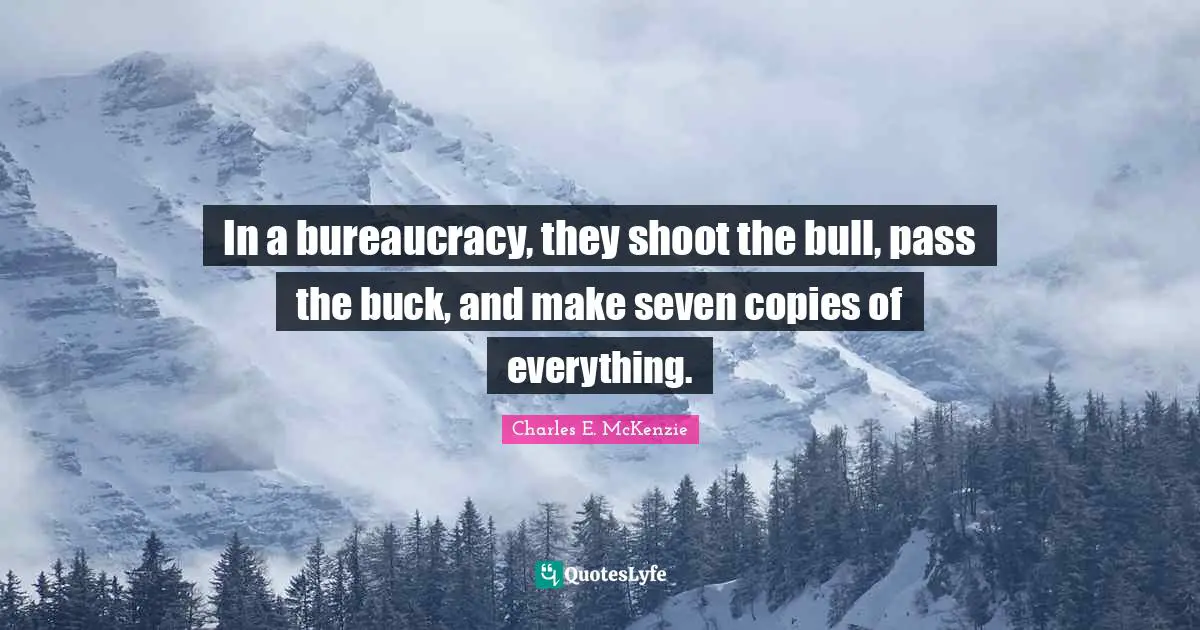 In a bureaucracy, they shoot the bull, pass the buck, and make seven copies of everything.
