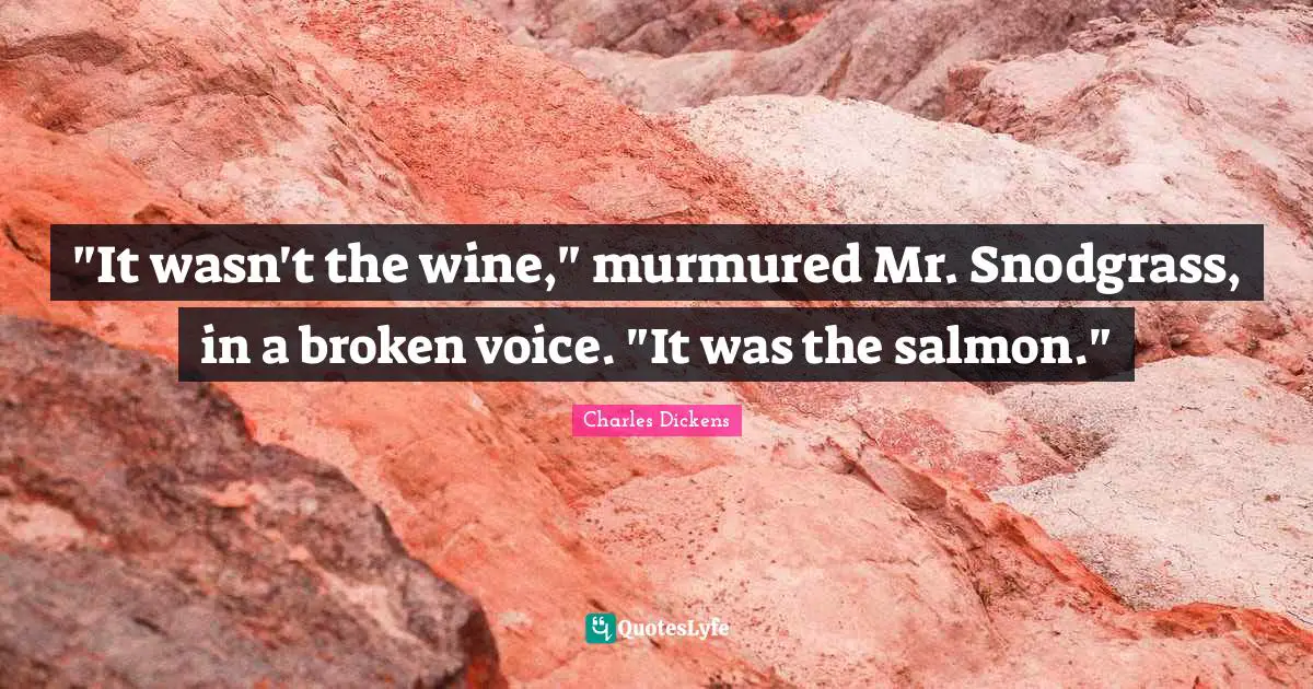 "It wasn't the wine," murmured Mr. Snodgrass, in a broken voice. "It was the salmon."