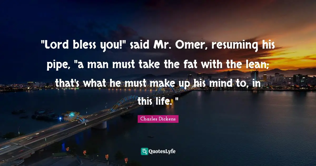 "Lord bless you!" said Mr. Omer, resuming his pipe, "a man must take the fat with the lean; that's what he must make up his mind to, in this life. "
