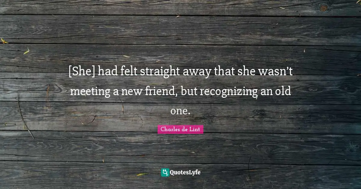 [She] had felt straight away that she wasn’t meeting a new friend, but recognizing an old one.