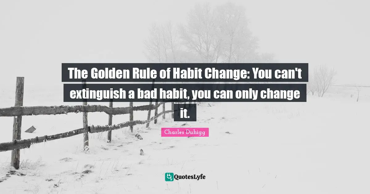 The Golden Rule of Habit Change: You can't extinguish a bad habit, you can only change it.