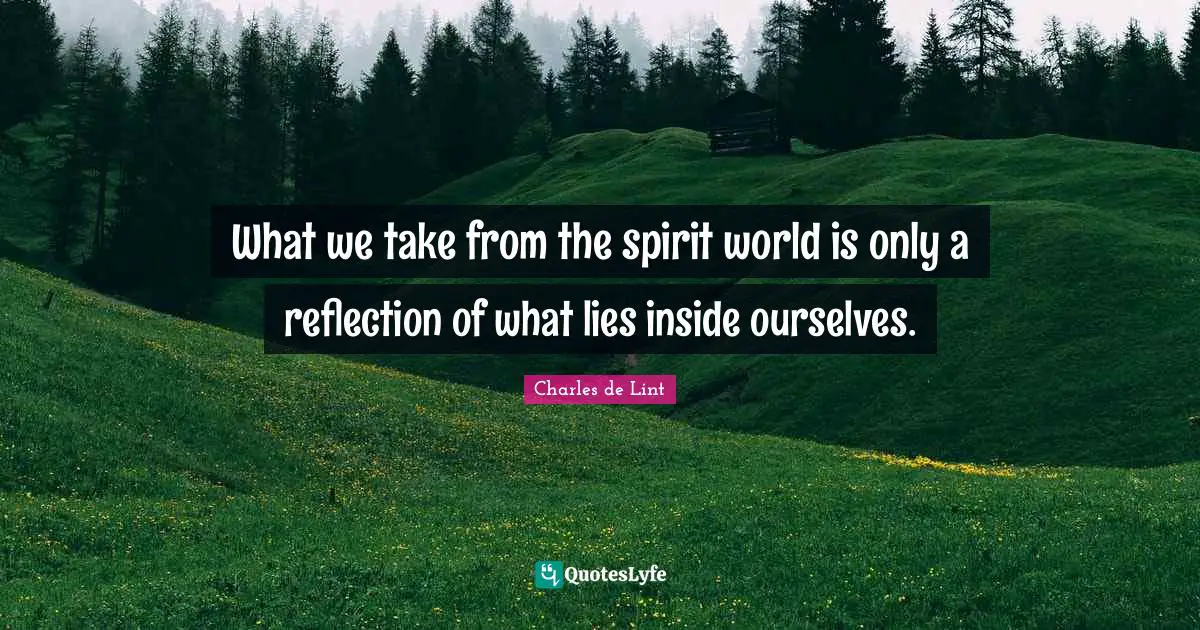 What we take from the spirit world is only a reflection of what lies inside ourselves.
