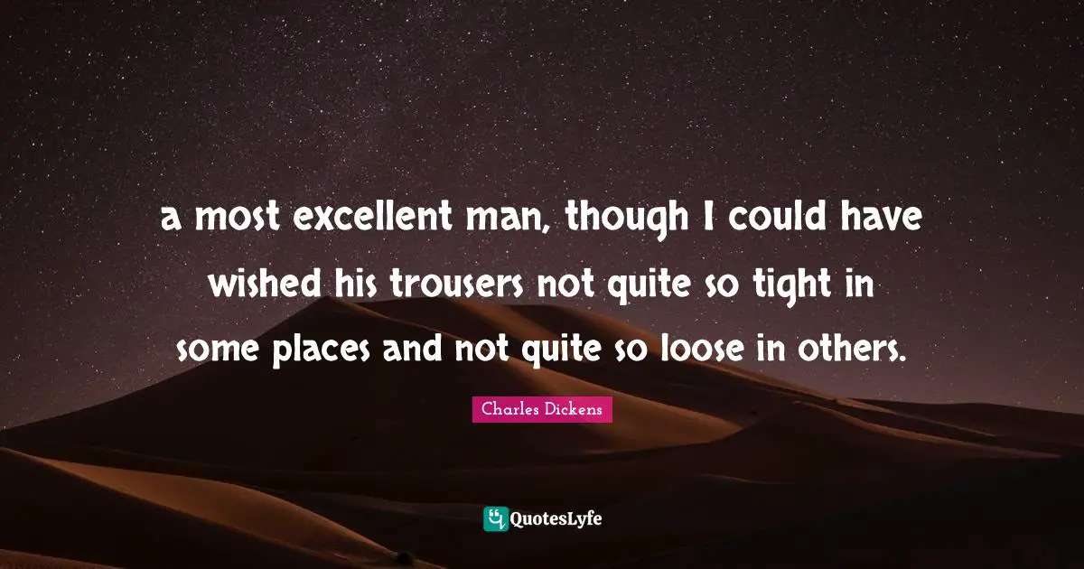 a most excellent man, though I could have wished his trousers not quite so tight in some places and not quite so loose in others.
