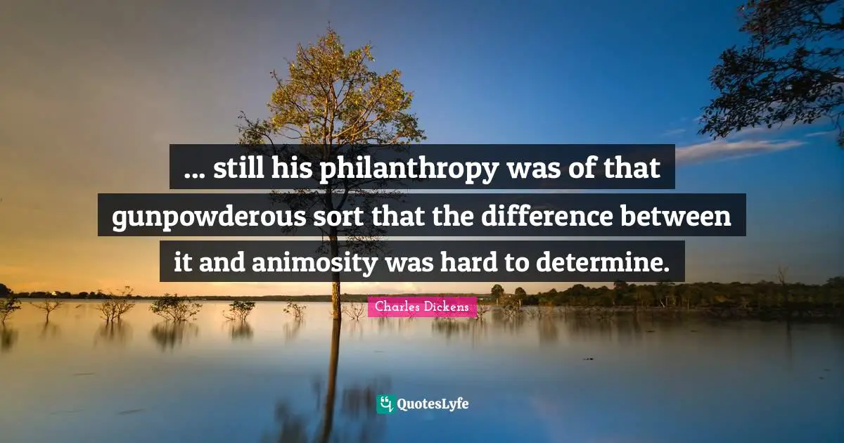 ... still his philanthropy was of that gunpowderous sort that the difference between it and animosity was hard to determine.