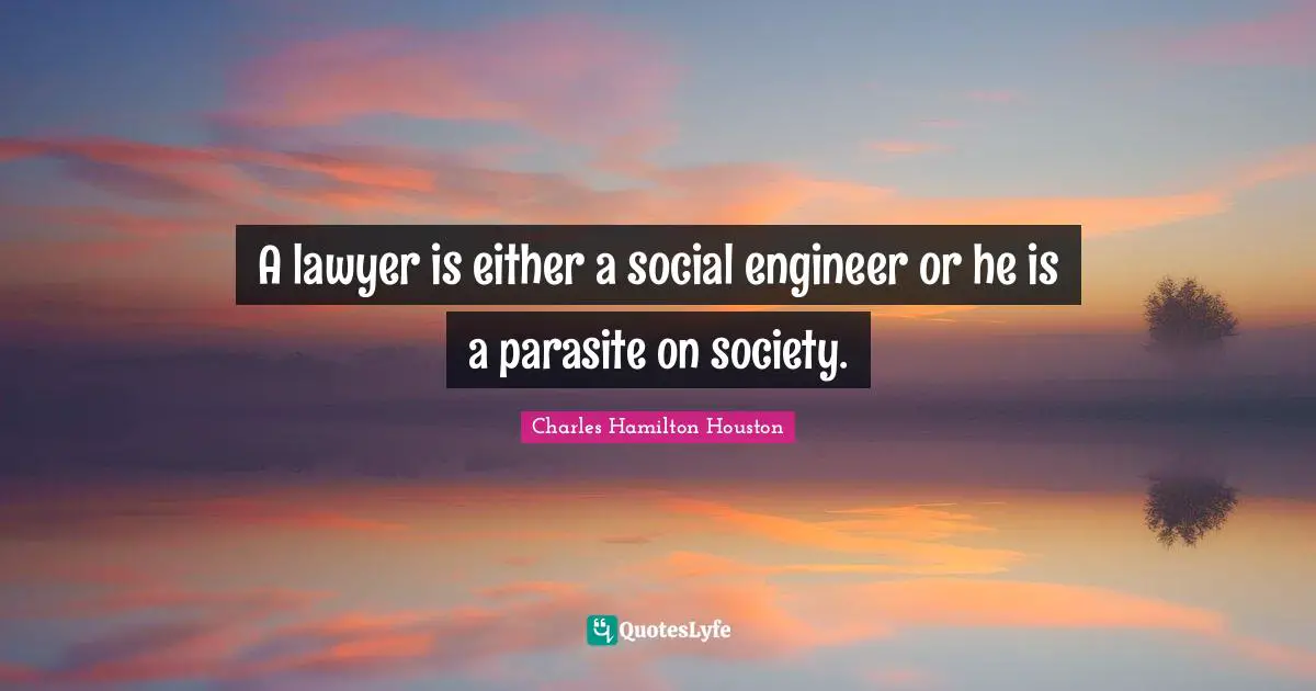 A lawyer is either a social engineer or he is a parasite on society.