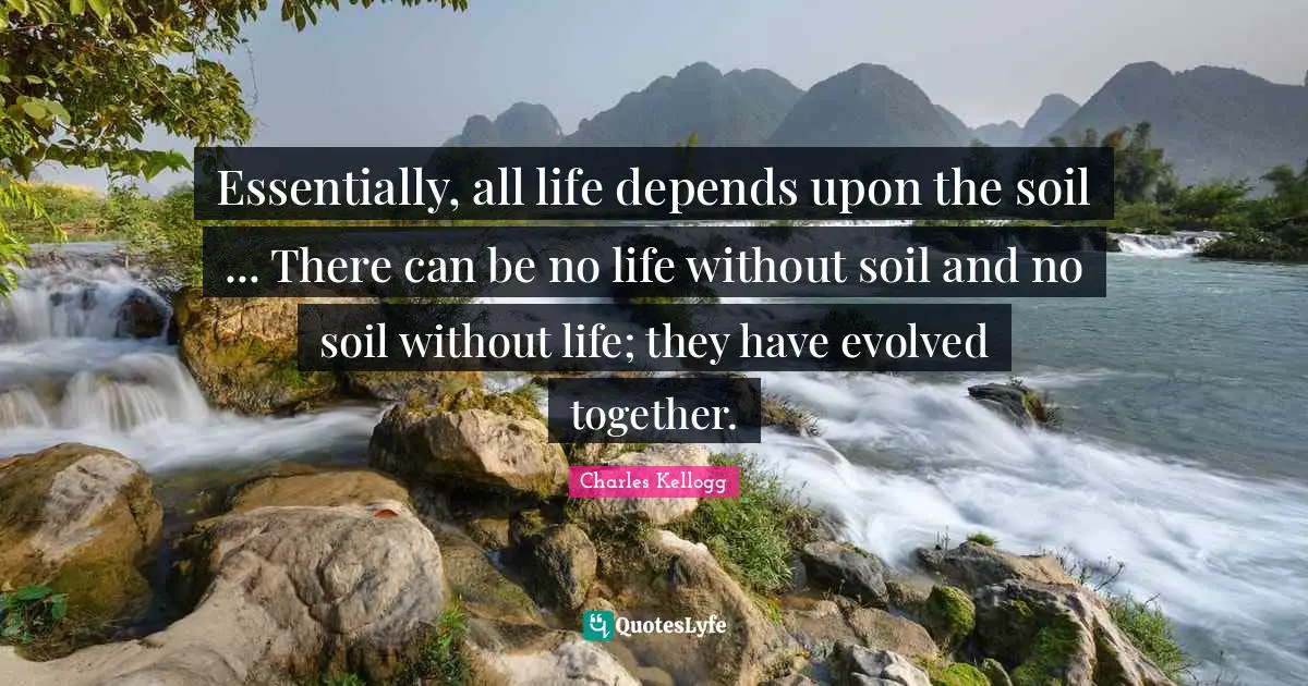 Essentially, all life depends upon the soil ... There can be no life without soil and no soil without life; they have evolved together.