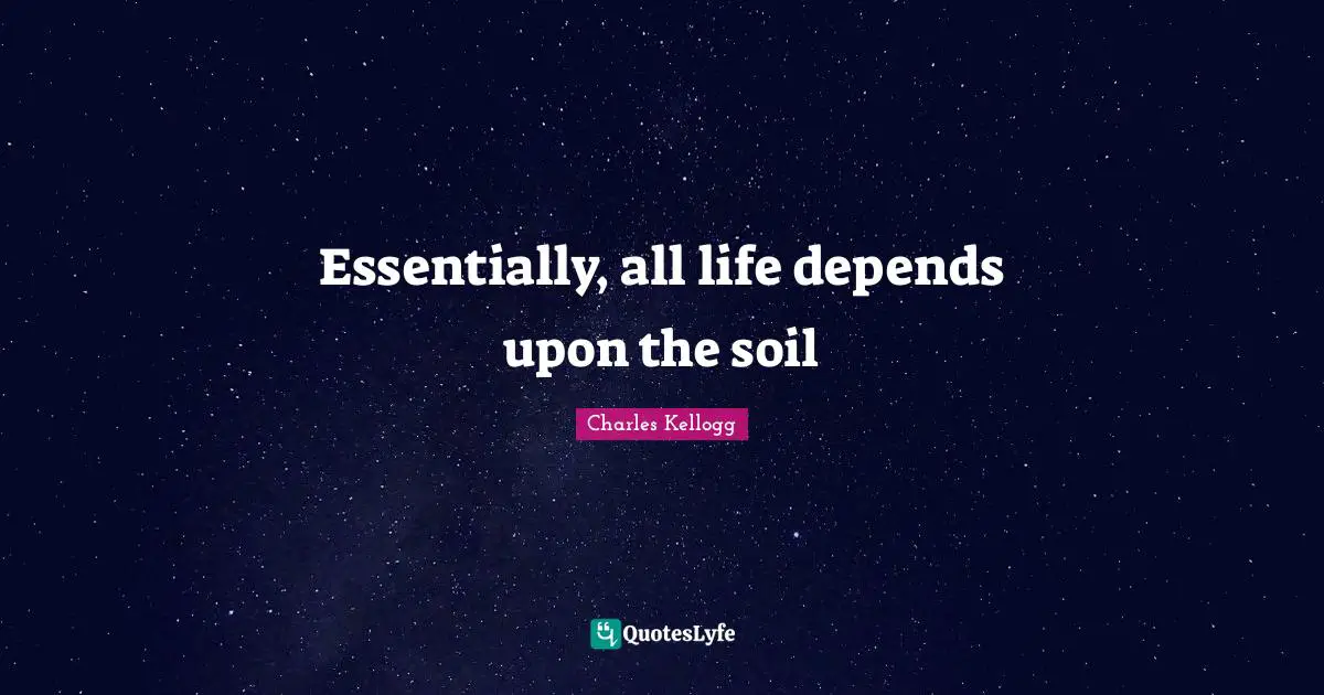 Essentially, all life depends upon the soil
