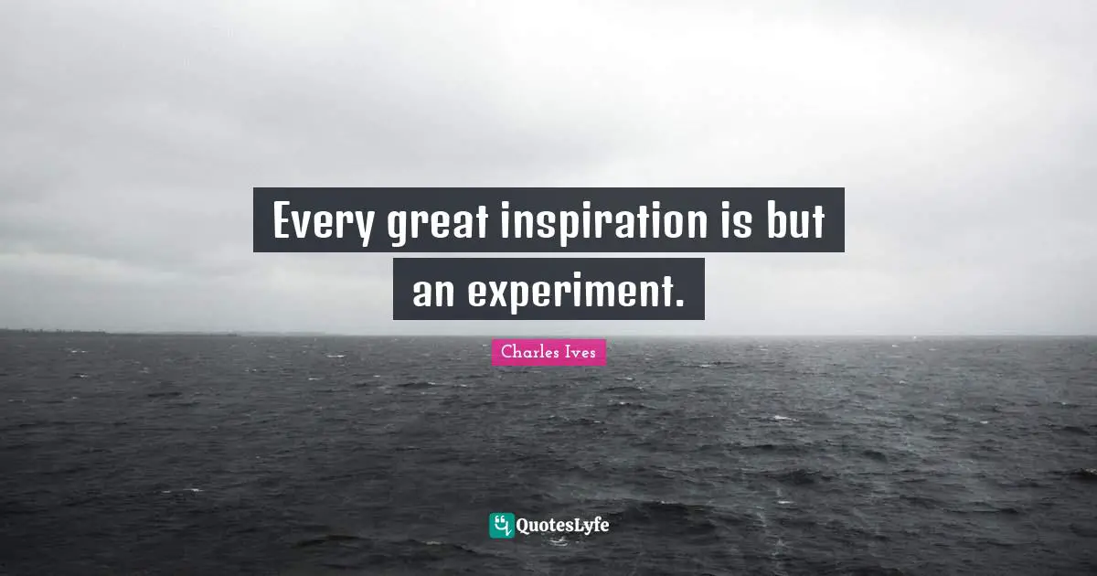 Every great inspiration is but an experiment.