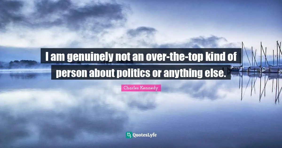 I am genuinely not an over-the-top kind of person about politics or anything else.