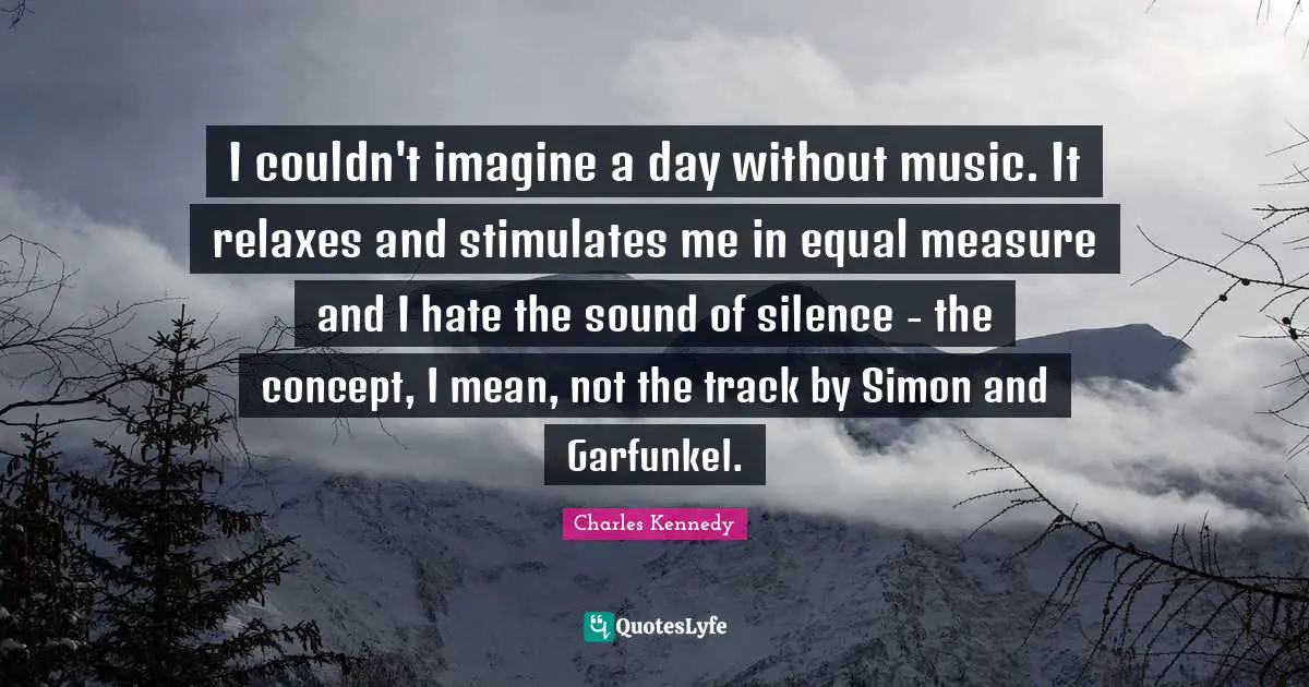 I couldn't imagine a day without music. It relaxes and stimulates me in equal measure and I hate the sound of silence - the concept, I mean, not the track by Simon and Garfunkel.