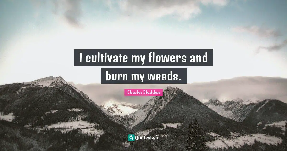 I cultivate my flowers and burn my weeds.