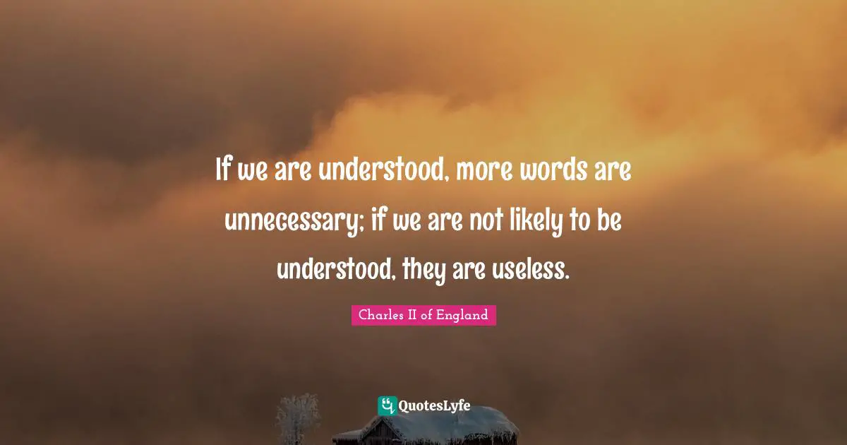 If we are understood, more words are unnecessary; if we are not likely to be understood, they are useless.