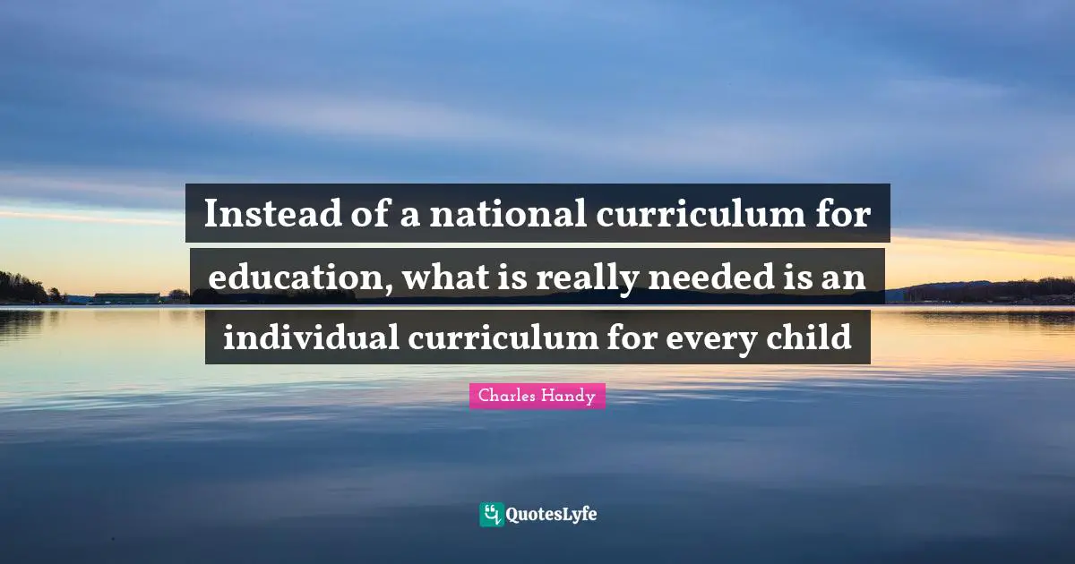 Instead of a national curriculum for education, what is really needed is an individual curriculum for every child