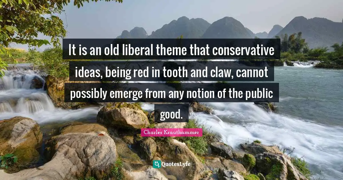 It is an old liberal theme that conservative ideas, being red in tooth and claw, cannot possibly emerge from any notion of the public good.