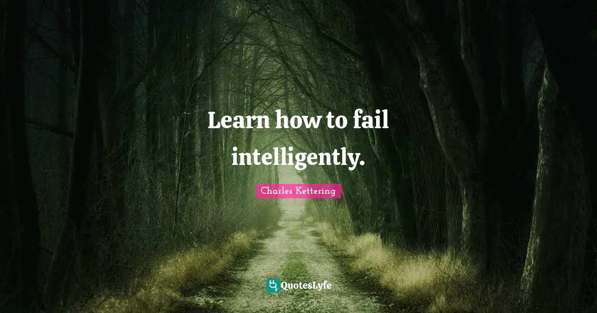 Learn how to fail intelligently.