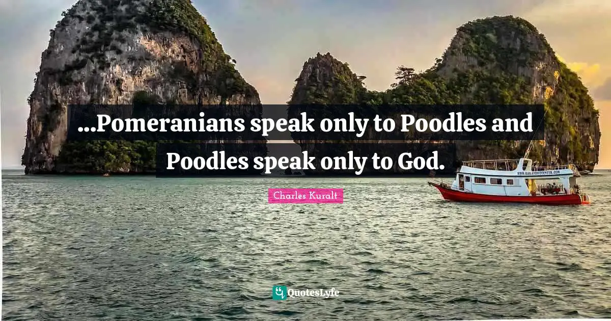 ...Pomeranians speak only to Poodles and Poodles speak only to God.
