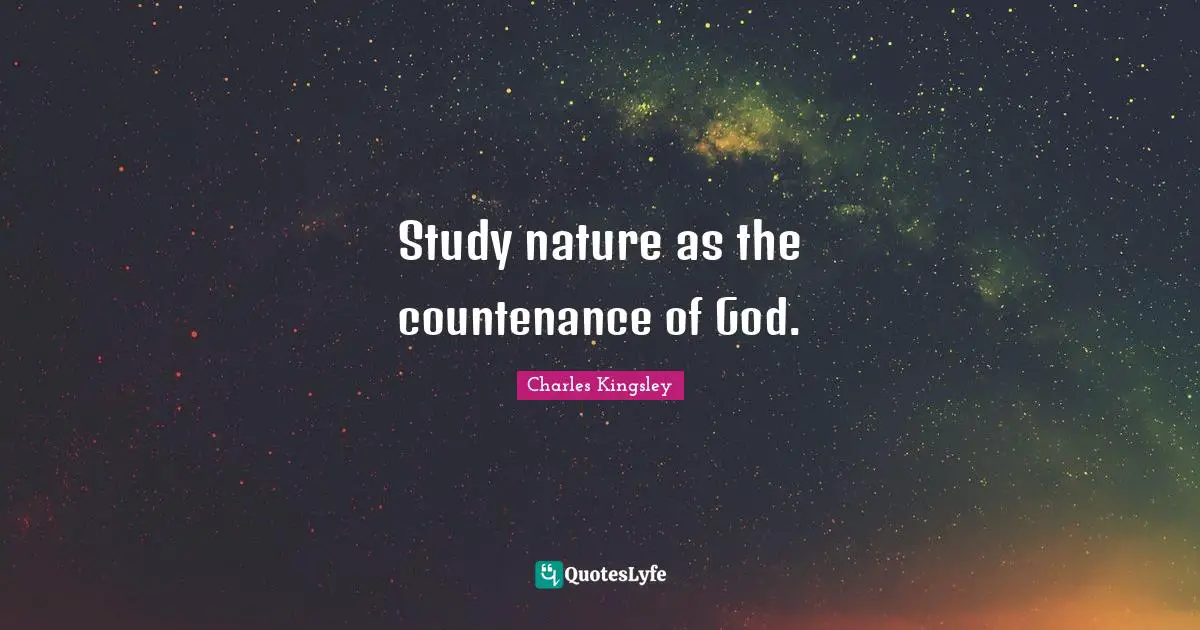 Study nature as the countenance of God.