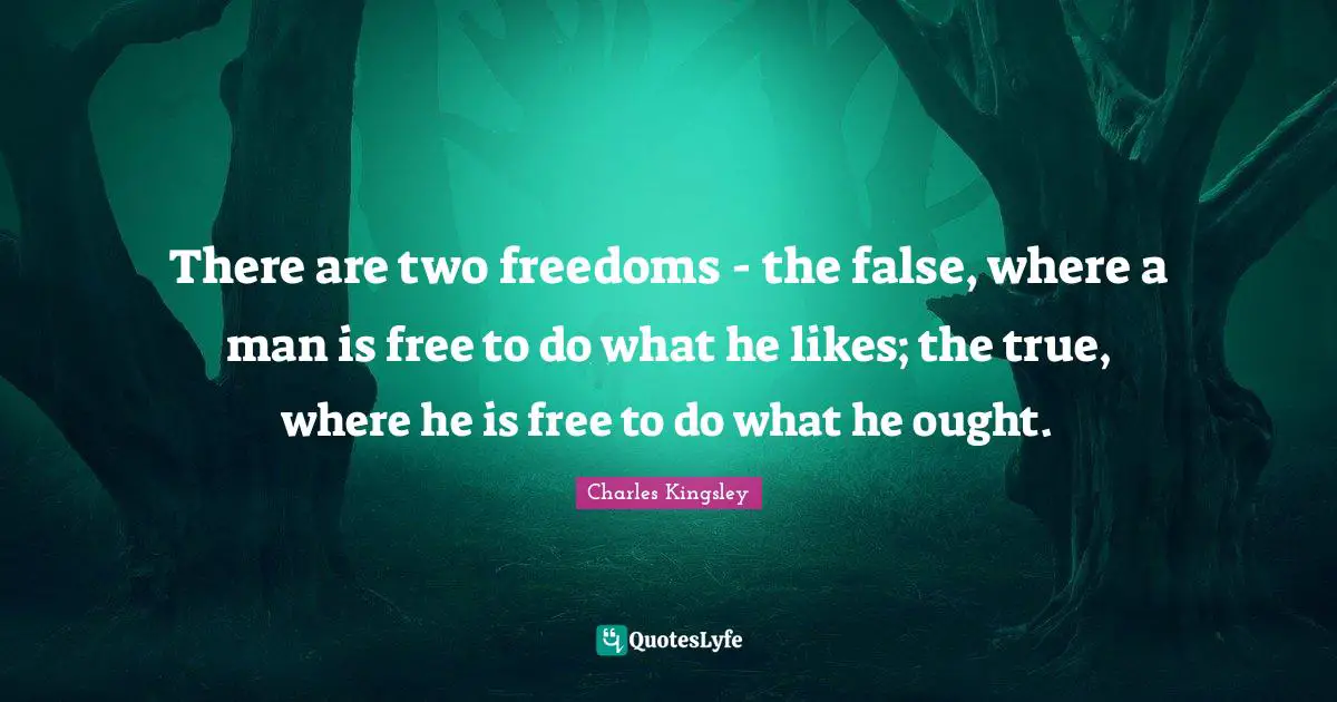 There are two freedoms - the false, where a man is free to do what he likes; the true, where he is free to do what he ought.