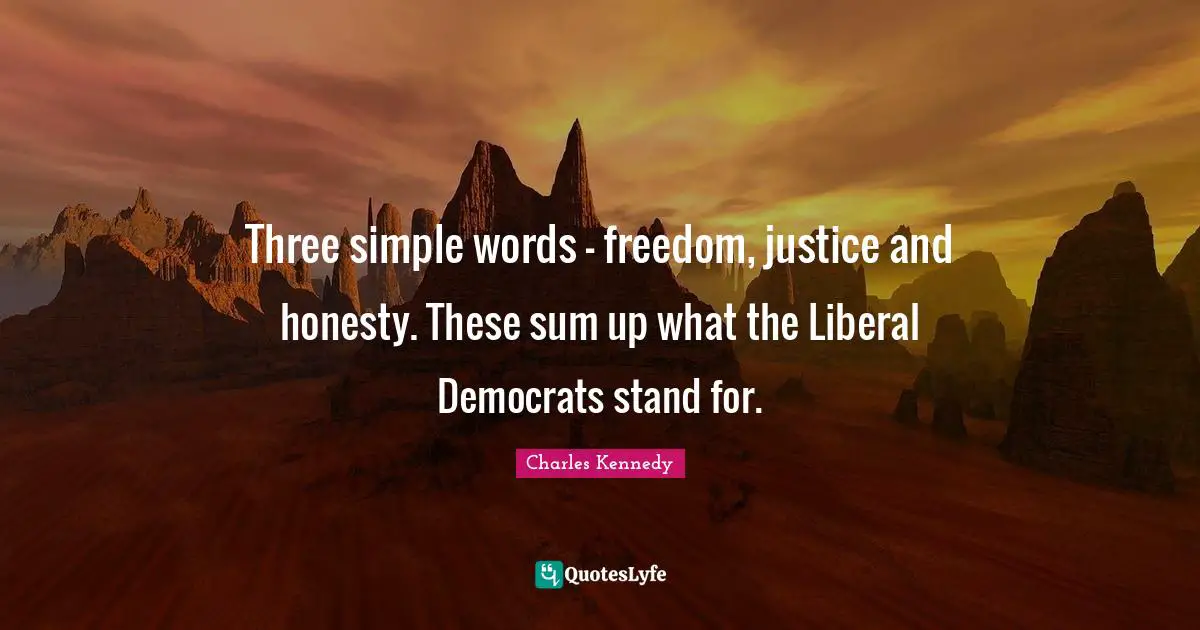 Three simple words - freedom, justice and honesty. These sum up what the Liberal Democrats stand for.