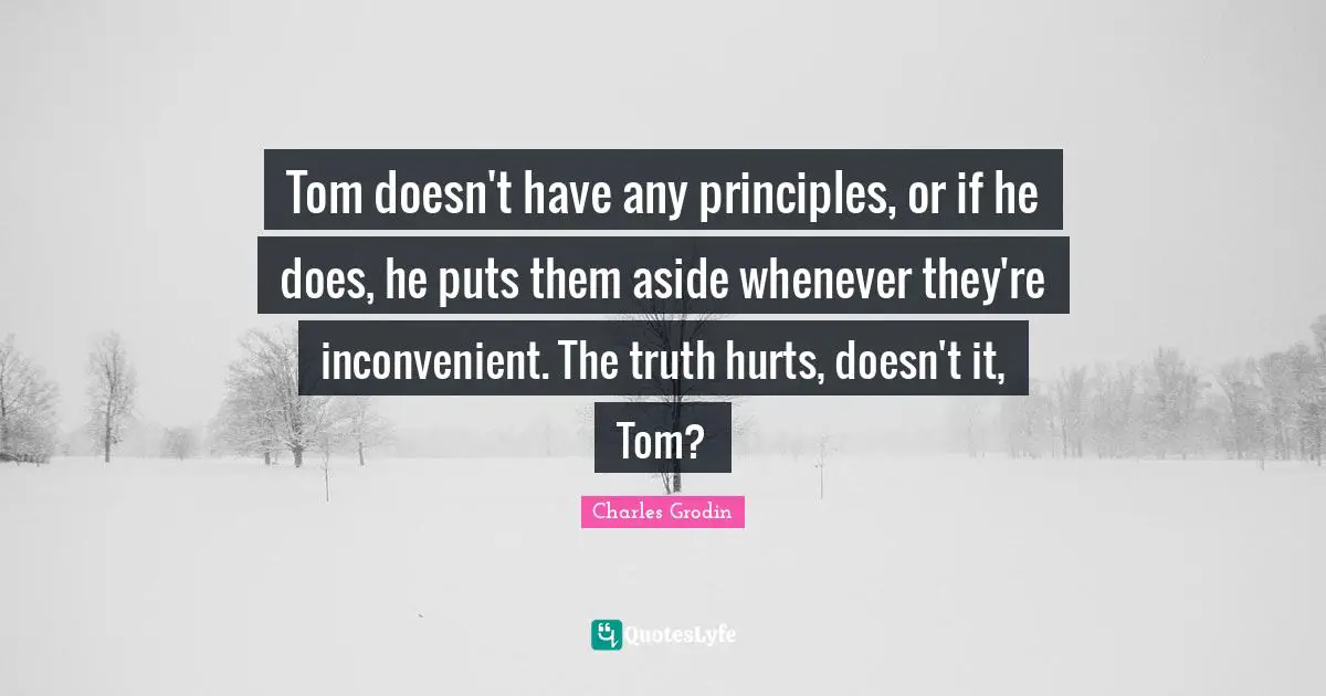 Tom doesn't have any principles, or if he does, he puts them aside whenever they're inconvenient. The truth hurts, doesn't it, Tom?