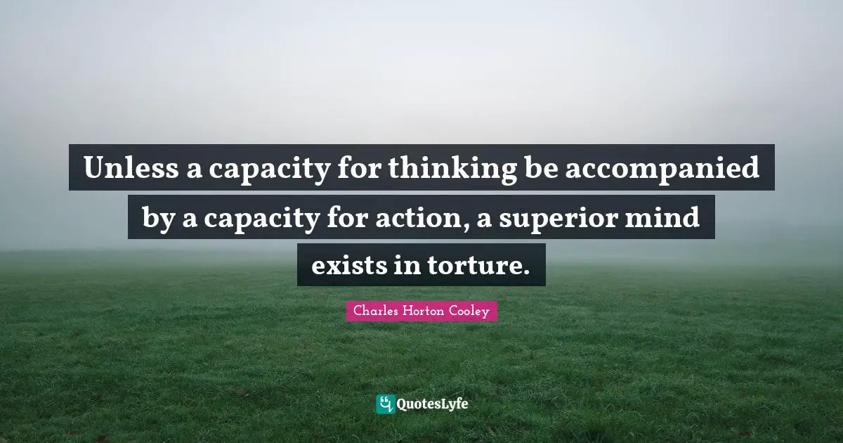 Unless a capacity for thinking be accompanied by a capacity for action, a superior mind exists in torture.