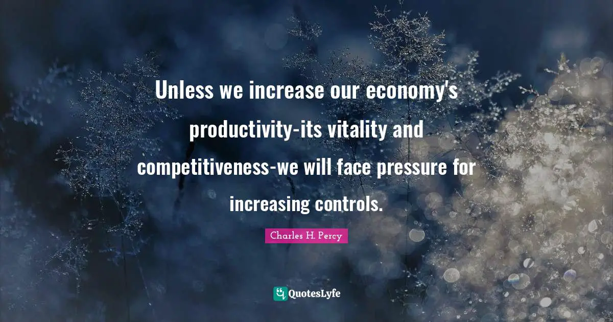 Unless we increase our economy's productivity-its vitality and competitiveness-we will face pressure for increasing controls.