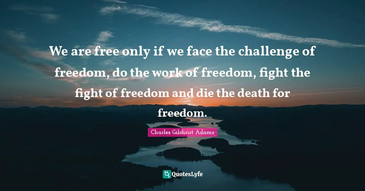 We are free only if we face the challenge of freedom, do the work of freedom, fight the fight of freedom and die the death for freedom.