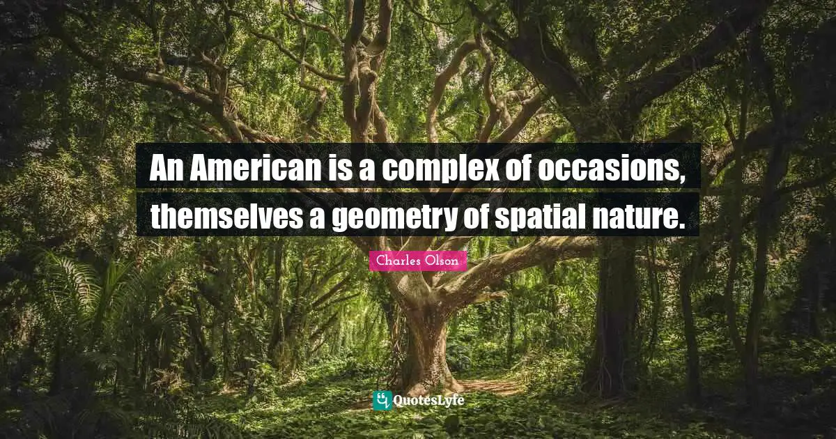 Occasions Quotes: "An American is a complex of occasions, themselves a geometry of spatial nature."