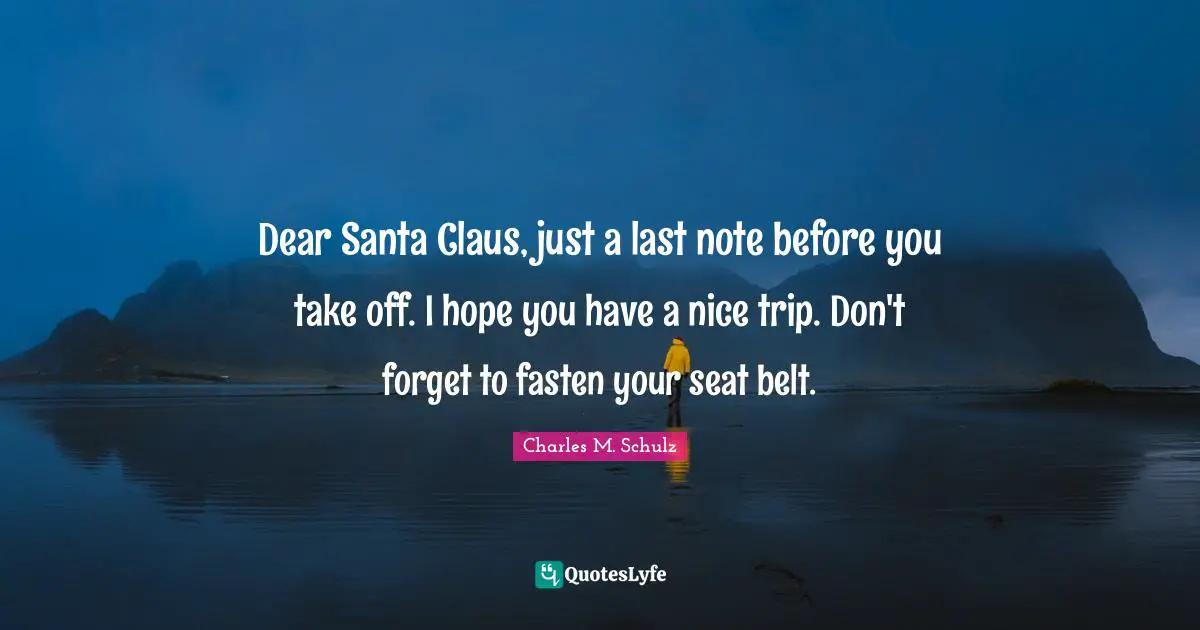 Santa Claus Quotes: "Dear Santa Claus, just a last note before you take off. I hope you have a nice trip. Don't forget to fasten your seat belt."