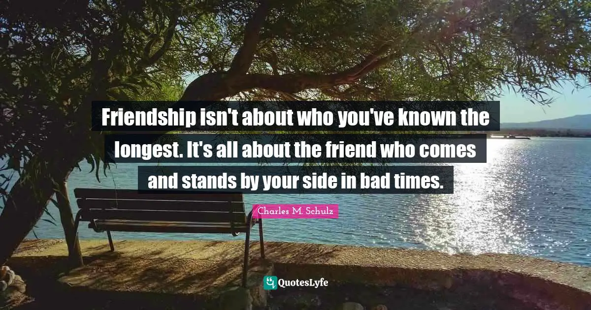 Friendship isn't about who you've known the longest. It's all about the friend who comes and stands by your side in bad times.
